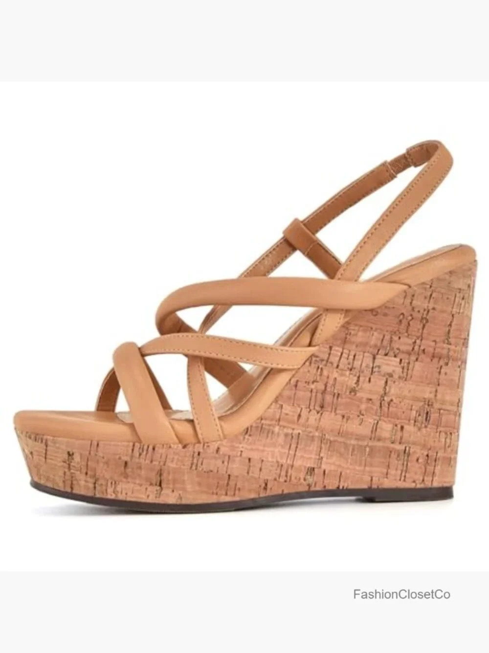 Cork Platform Wedge Sandals Slingback Espadrilles Heels Summer Shoes